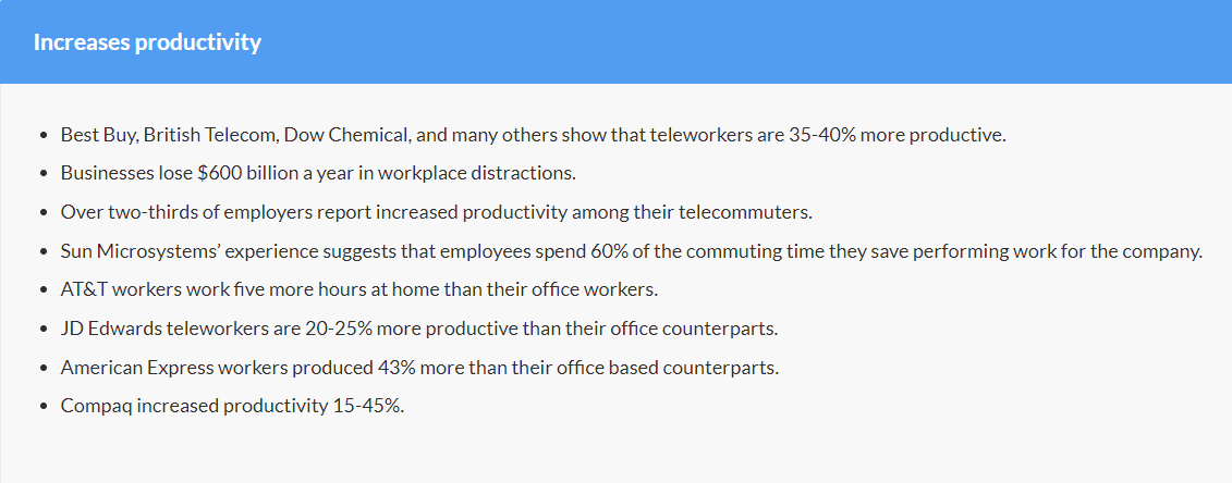 remote working productivity increase